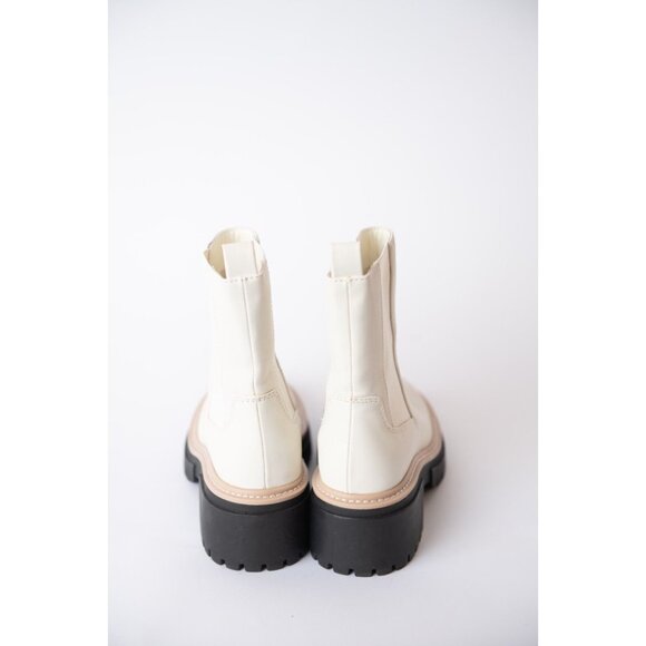 Open Edit Boots Women's Size 7 Chelsea White Ivory Lug Sole Ankle Boots - Picture 6 of 9